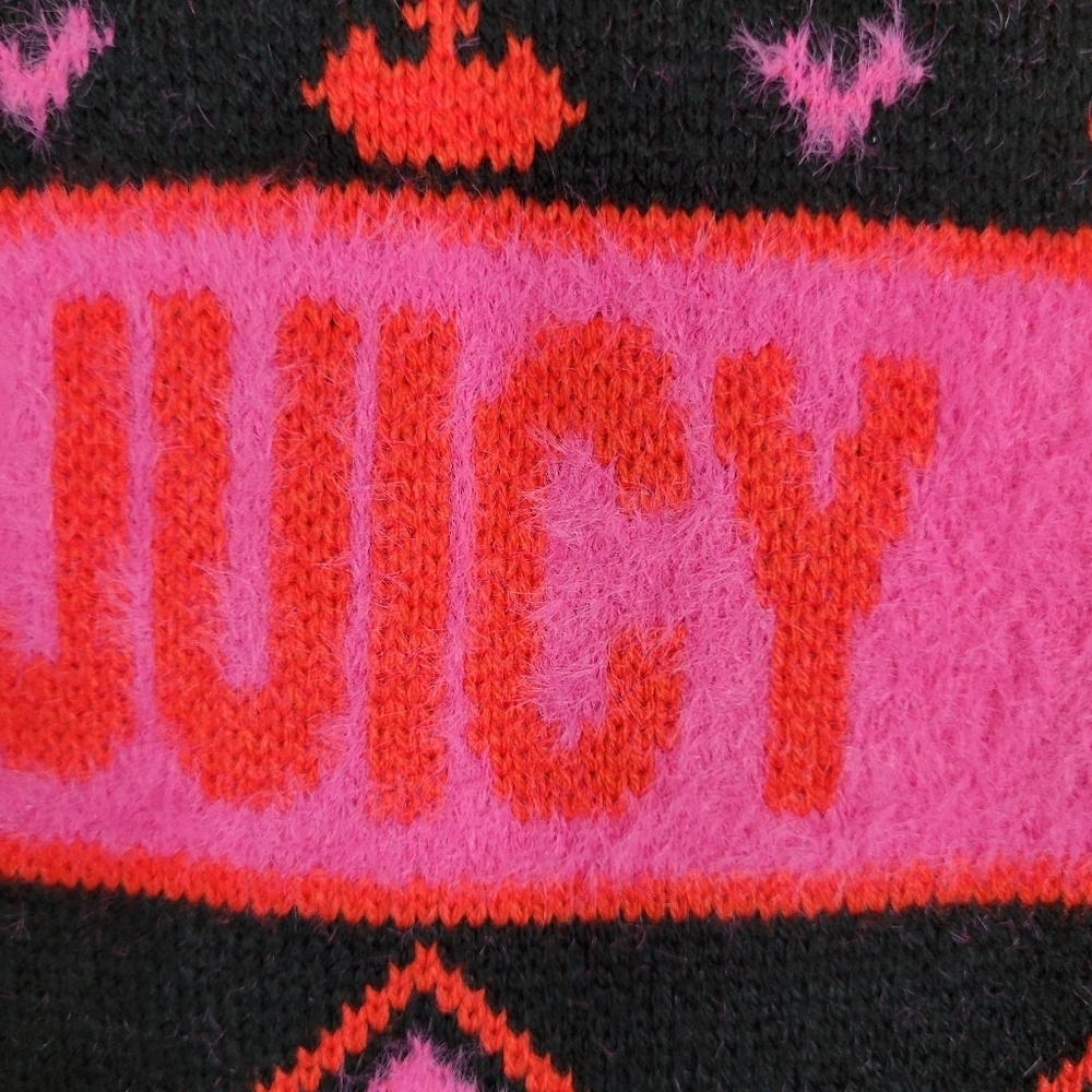 Juicy Couture Spellout Logo Chevron Crowns Sweater Small NWT Regal LiquoriceY2K - Picture 6 of 17